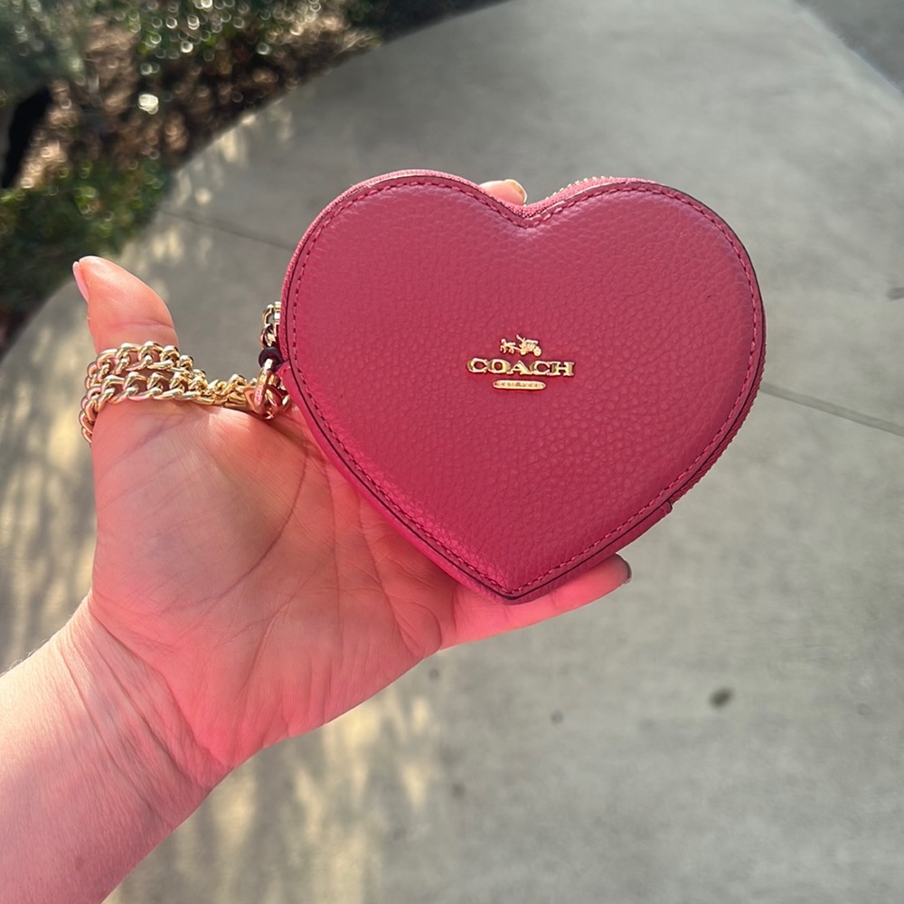 Coach heart shaped coin purse